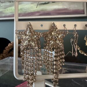 Star Shaped Crystal Dangle Earrings